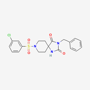 molecular formula C20H20ClN3O4S B2678840 3-Benzyl-8-((3-chlorophenyl)sulfonyl)-1,3,8-triazaspiro[4.5]decane-2,4-dione CAS No. 942006-56-6
