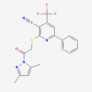 2-{[2-(3,5-dimethyl-1H-pyrazol-1-yl)-2-oxoethyl]sulfanyl}-6-phenyl-4-(trifluoromethyl)pyridine-3-carbonitrile