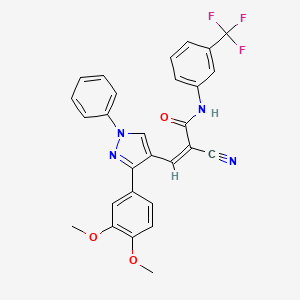 (Z)-2-Cyano-3-[3-(3,4-dimethoxyphenyl)-1-phenylpyrazol-4-yl]-N-[3-(trifluoromethyl)phenyl]prop-2-enamide