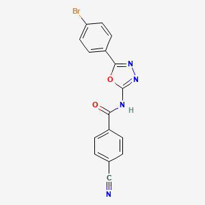 molecular formula C16H9BrN4O2 B2678860 N-(5-(4-bromophenyl)-1,3,4-oxadiazol-2-yl)-4-cyanobenzamide CAS No. 891129-16-1