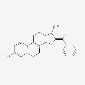 molecular formula C25H28O2 B2678865 (E)-16-benzylidene-13-methyl-7,8,9,11,12,13,14,15,16,17-decahydro-6H-cyclopenta[a]phenanthrene-3,17-diol CAS No. 1192741-55-1