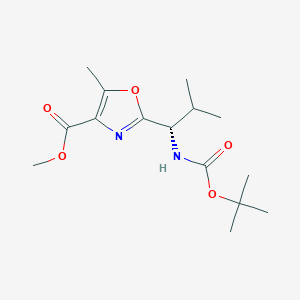 molecular formula C15H24N2O5 B2678884 methyl 2-{(1S)-1-[(tert-butoxycarbonyl)amino]-2-methylpropyl}-5-methyl-1,3-oxazole-4-carboxylate CAS No. 159830-04-3