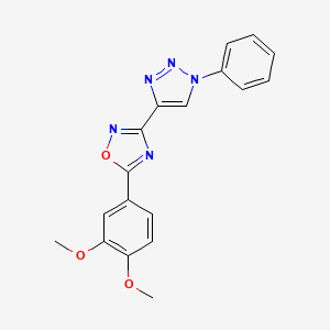 molecular formula C18H15N5O3 B2678899 5-(3,4-dimethoxyphenyl)-3-(1-phenyl-1H-1,2,3-triazol-4-yl)-1,2,4-oxadiazole CAS No. 1251573-15-5
