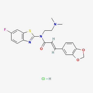 (E)-3-(benzo[d][1,3]dioxol-5-yl)-N-(2-(dimethylamino)ethyl)-N-(6-fluorobenzo[d]thiazol-2-yl)acrylamide hydrochloride