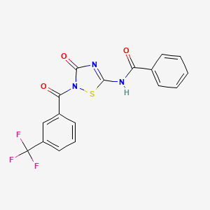 N-{3-oxo-2-[3-(trifluoromethyl)benzoyl]-2,3-dihydro-1,2,4-thiadiazol-5-yl}benzenecarboxamide