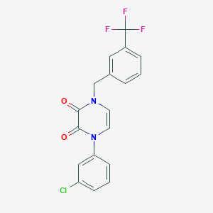 molecular formula C18H12ClF3N2O2 B2678914 1-(3-Chlorophenyl)-4-[[3-(trifluoromethyl)phenyl]methyl]pyrazine-2,3-dione CAS No. 904524-56-7