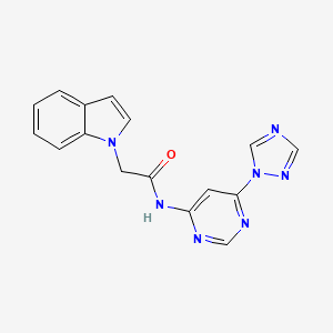 N-(6-(1H-1,2,4-triazol-1-yl)pyrimidin-4-yl)-2-(1H-indol-1-yl)acetamide