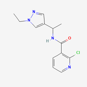 molecular formula C13H15ClN4O B2678920 2-Chloro-N-[1-(1-ethylpyrazol-4-yl)ethyl]pyridine-3-carboxamide CAS No. 2411237-20-0