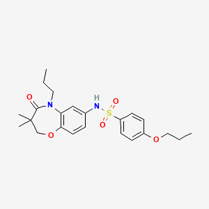molecular formula C23H30N2O5S B2678921 N-(3,3-dimethyl-4-oxo-5-propyl-2,3,4,5-tetrahydrobenzo[b][1,4]oxazepin-7-yl)-4-propoxybenzenesulfonamide CAS No. 922057-09-8