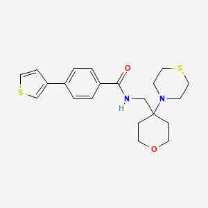 N-[(4-Thiomorpholin-4-yloxan-4-yl)methyl]-4-thiophen-3-ylbenzamide