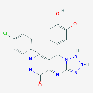 10-(4-chlorophenyl)-8-(4-hydroxy-3-methoxyphenyl)-2,4,5,6,7,11,12-heptazatricyclo[7.4.0.03,7]trideca-1,3,9,11-tetraen-13-one