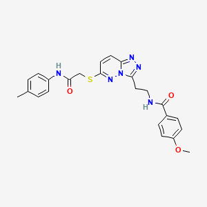molecular formula C24H24N6O3S B2678934 4-methoxy-N-(2-(6-((2-oxo-2-(p-tolylamino)ethyl)thio)-[1,2,4]triazolo[4,3-b]pyridazin-3-yl)ethyl)benzamide CAS No. 872995-54-5