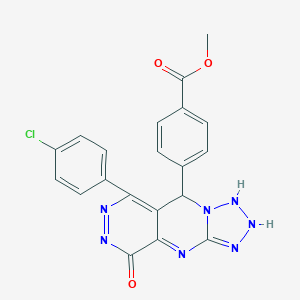 molecular formula C20H14ClN7O3 B267894 methyl 4-[10-(4-chlorophenyl)-13-oxo-2,4,5,6,7,11,12-heptazatricyclo[7.4.0.03,7]trideca-1,3,9,11-tetraen-8-yl]benzoate 