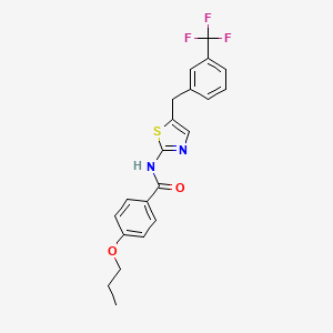 molecular formula C21H19F3N2O2S B2678941 4-propoxy-N-(5-(3-(trifluoromethyl)benzyl)thiazol-2-yl)benzamide CAS No. 301341-46-8
