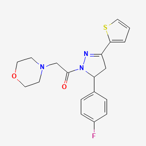 molecular formula C19H20FN3O2S B2678947 1-(5-(4-氟苯基)-3-(噻吩-2-基)-4,5-二氢-1H-吡唑-1-基)-2-吗啉基乙酮 CAS No. 384795-02-2