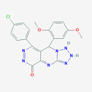 molecular formula C20H16ClN7O3 B267895 10-(4-chlorophenyl)-8-(2,5-dimethoxyphenyl)-2,4,5,6,7,11,12-heptazatricyclo[7.4.0.03,7]trideca-1,3,9,11-tetraen-13-one 