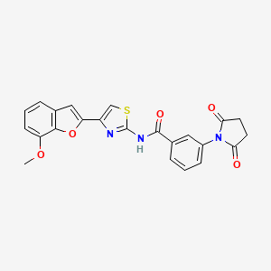 molecular formula C23H17N3O5S B2678958 3-(2,5-dioxopyrrolidin-1-yl)-N-(4-(7-methoxybenzofuran-2-yl)thiazol-2-yl)benzamide CAS No. 921869-68-3