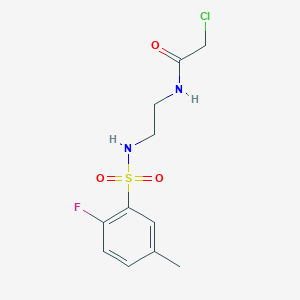 molecular formula C11H14ClFN2O3S B2678959 2-chloro-N-[2-(2-fluoro-5-methylbenzenesulfonamido)ethyl]acetamide CAS No. 2411291-03-5