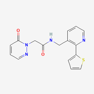 molecular formula C16H14N4O2S B2678961 2-(6-oxo-1,6-dihydropyridazin-1-yl)-N-{[2-(thiophen-2-yl)pyridin-3-yl]methyl}acetamide CAS No. 2034434-81-4