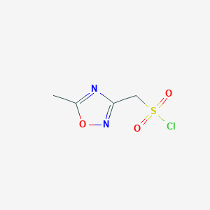 molecular formula C4H5ClN2O3S B2678968 (5-Methyl-1,2,4-oxadiazol-3-yl)methanesulfonyl chloride CAS No. 1598160-87-2