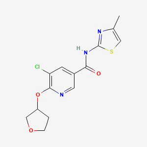 molecular formula C14H14ClN3O3S B2678969 5-chloro-N-(4-methylthiazol-2-yl)-6-((tetrahydrofuran-3-yl)oxy)nicotinamide CAS No. 1904326-75-5