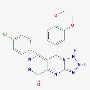 molecular formula C20H16ClN7O3 B267897 10-(4-chlorophenyl)-8-(3,4-dimethoxyphenyl)-2,4,5,6,7,11,12-heptazatricyclo[7.4.0.03,7]trideca-1,3,9,11-tetraen-13-one 