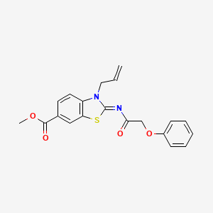 molecular formula C20H18N2O4S B2678974 (Z)-methyl 3-allyl-2-((2-phenoxyacetyl)imino)-2,3-dihydrobenzo[d]thiazole-6-carboxylate CAS No. 941916-70-7