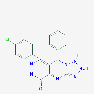 molecular formula C22H20ClN7O B267898 8-(4-tert-butylphenyl)-10-(4-chlorophenyl)-2,4,5,6,7,11,12-heptazatricyclo[7.4.0.03,7]trideca-1,3,9,11-tetraen-13-one 