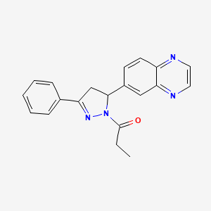 1-(3-phenyl-5-(quinoxalin-6-yl)-4,5-dihydro-1H-pyrazol-1-yl)propan-1-one
