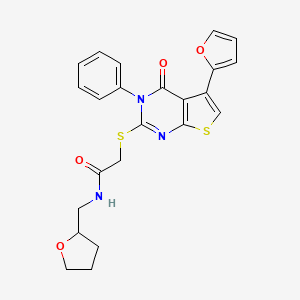 2-{[5-(2-furyl)-4-oxo-3-phenyl-3,4-dihydrothieno[2,3-d]pyrimidin-2-yl]thio}-N-(tetrahydro-2-furanylmethyl)acetamide