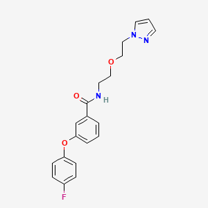 molecular formula C20H20FN3O3 B2679000 N-(2-(2-(1H-pyrazol-1-yl)ethoxy)ethyl)-3-(4-fluorophenoxy)benzamide CAS No. 2034223-92-0