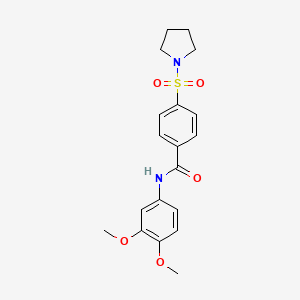 molecular formula C19H22N2O5S B2679001 N-(3,4-dimethoxyphenyl)-4-(pyrrolidin-1-ylsulfonyl)benzamide CAS No. 750603-84-0