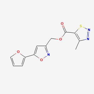 molecular formula C12H9N3O4S B2679004 (5-(Furan-2-yl)isoxazol-3-yl)methyl 4-methyl-1,2,3-thiadiazole-5-carboxylate CAS No. 1203130-88-4
