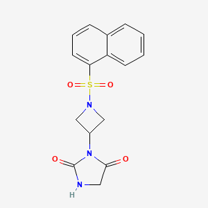 molecular formula C16H15N3O4S B2679010 3-(1-(Naphthalen-1-ylsulfonyl)azetidin-3-yl)imidazolidine-2,4-dione CAS No. 2034426-41-8