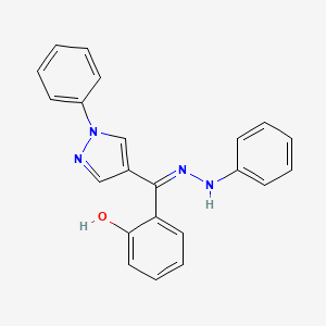 molecular formula C22H18N4O B2679012 2-[(1-苯基-1H-吡唑-4-基)(2-苯基肼-1-基)甲基]酚 CAS No. 74990-94-6