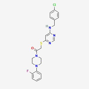 molecular formula C23H23ClFN5OS B2679015 2-((6-((4-氯苄基)氨基)嘧啶-4-基)硫代)-1-(4-(2-氟苯基)哌嗪-1-基)乙酮 CAS No. 1116006-54-2