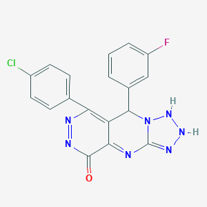 molecular formula C18H11ClFN7O B267902 10-(4-chlorophenyl)-8-(3-fluorophenyl)-2,4,5,6,7,11,12-heptazatricyclo[7.4.0.03,7]trideca-1,3,9,11-tetraen-13-one 