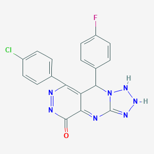 molecular formula C18H11ClFN7O B267903 10-(4-chlorophenyl)-8-(4-fluorophenyl)-2,4,5,6,7,11,12-heptazatricyclo[7.4.0.03,7]trideca-1,3,9,11-tetraen-13-one 