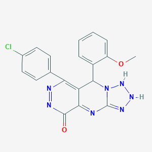 molecular formula C19H14ClN7O2 B267904 10-(4-chlorophenyl)-8-(2-methoxyphenyl)-2,4,5,6,7,11,12-heptazatricyclo[7.4.0.03,7]trideca-1,3,9,11-tetraen-13-one 