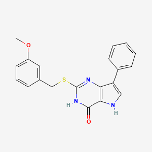 molecular formula C20H17N3O2S B2679042 2-((3-methoxybenzyl)thio)-7-phenyl-3H-pyrrolo[3,2-d]pyrimidin-4(5H)-one CAS No. 1031625-25-8
