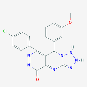 molecular formula C19H14ClN7O2 B267905 10-(4-chlorophenyl)-8-(3-methoxyphenyl)-2,4,5,6,7,11,12-heptazatricyclo[7.4.0.03,7]trideca-1,3,9,11-tetraen-13-one 