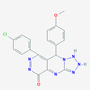 molecular formula C19H14ClN7O2 B267906 10-(4-chlorophenyl)-8-(4-methoxyphenyl)-2,4,5,6,7,11,12-heptazatricyclo[7.4.0.03,7]trideca-1,3,9,11-tetraen-13-one 
