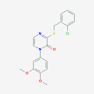 molecular formula C19H17ClN2O3S B2679061 3-((2-chlorobenzyl)thio)-1-(3,4-dimethoxyphenyl)pyrazin-2(1H)-one CAS No. 899987-47-4