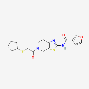 N-(5-(2-(cyclopentylthio)acetyl)-4,5,6,7-tetrahydrothiazolo[5,4-c]pyridin-2-yl)furan-3-carboxamide