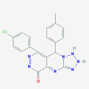 molecular formula C19H14ClN7O B267907 10-(4-chlorophenyl)-8-(4-methylphenyl)-2,4,5,6,7,11,12-heptazatricyclo[7.4.0.03,7]trideca-1,3,9,11-tetraen-13-one 