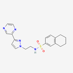 molecular formula C19H21N5O2S B2679072 N-(2-(3-(pyrazin-2-yl)-1H-pyrazol-1-yl)ethyl)-5,6,7,8-tetrahydronaphthalene-2-sulfonamide CAS No. 2034549-28-3