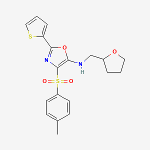 4-(4-methylphenyl)sulfonyl-N-(oxolan-2-ylmethyl)-2-thiophen-2-yl-1,3-oxazol-5-amine