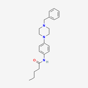 molecular formula C22H29N3O B2679080 N-[4-(4-苄基哌嗪-1-基)苯基]戊酰胺 CAS No. 400075-64-1