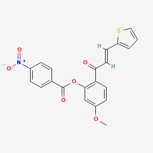 molecular formula C21H15NO6S B2679083 5-methoxy-2-[(2E)-3-(thiophen-2-yl)prop-2-enoyl]phenyl 4-nitrobenzoate CAS No. 433320-95-7
