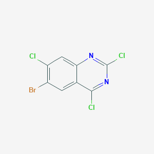 molecular formula C8H2BrCl3N2 B2679088 6-Bromo-2,4,7-trichloroquinazoline CAS No. 1166378-32-0